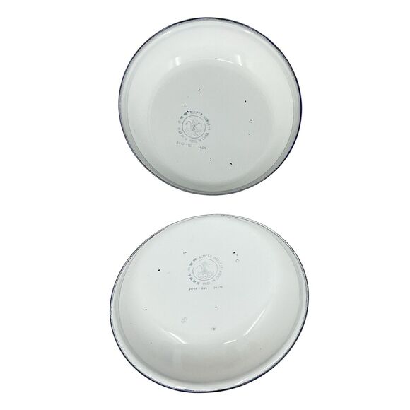 Bumper Harvest Floral Enamelware Dish Blue Rim Red Tulip Flower 1950s Retro - Picture 5 of 8